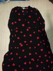 Chic Black Heart Print Maxi Dress
