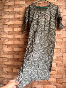 Greenish grey Bandhani Print Kurta| NEVER worn