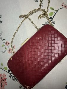 Van Heusen Red Woven Clutch Bag