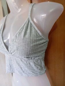 Gray Lace Trim Bralette