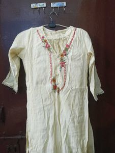 Cream Embroidered Kurta Set