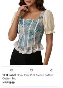 Vintage Floral Puff Sleeve Top