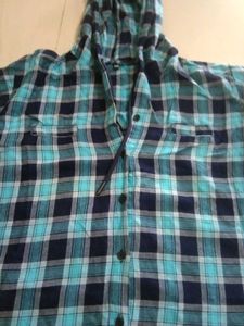 Blue Plaid Hoodie Shirt