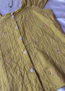 Chic Embroidered Mustard Yellow Top