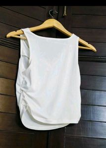 Ginger White Shimmery Cowl Neck Crop Top