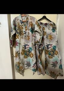 Elegant Floral Print Kurti with Palazzo Pants
