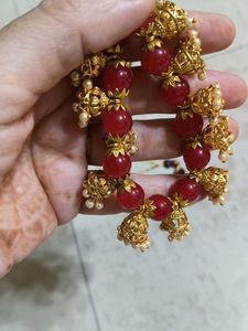 Red Beaded Jewellery Set with Ring