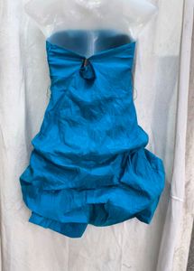 181712. Stunning Teal Strapless Ruffle Dress