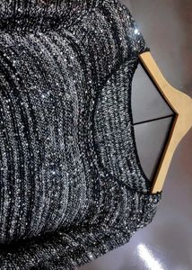 Black Sparkly Winter Knit Top For 44 Bust