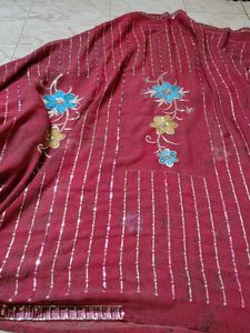 Elegant Peach Saree with Sequins