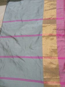 Elegant Grey Saree with Pink Border