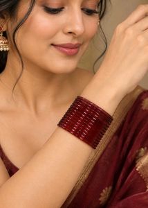 Beautiful Red Glass Bangles Set of 24