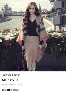 Stylish Black V-Neck Pullover T-Shirt