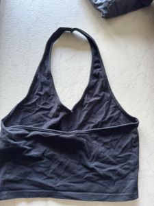 Black Halter Neck Crop Top