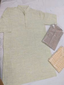 Men's Kurta Set - Light Yellow
