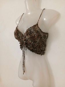 Leopard Print Ruched Cami Top