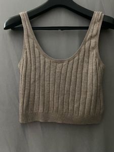 H&M Rib Knit beige Crop Top