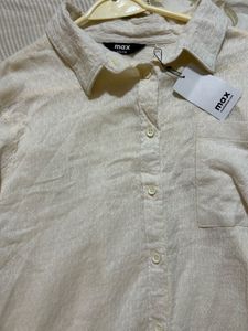 Cream Textured oversized Shirt