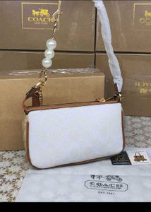 Coach White Pearl Accent Shoulder Bag