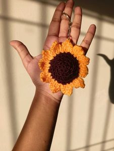 Crocheted Sunflower Keychain