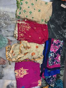 5 dupattas of different fabric