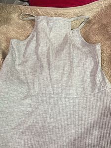 Grey Ribbed Bodycon Mini Dress