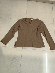 Cozy Brown Long Sleeve Henley Top