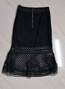 Elegant Black Crochet Skirt