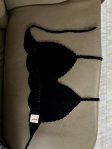 Black Crochet Bikini Top