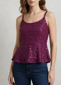 Maroon Sequin Crop Top
