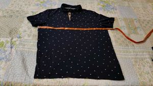 Men's Navy Blue Polo T-Shirt with Small Pattern