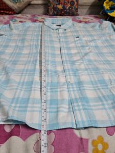 Men's Blue &amp; White Plaid Shirt