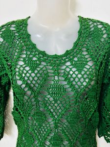 Green Crochet Tunic Top