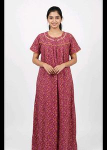 Maroon Printed Nighty