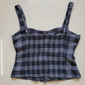 Plaid Ruffle Button-Up Tank Top