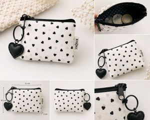 Cute Heart Print Pouch with Charm