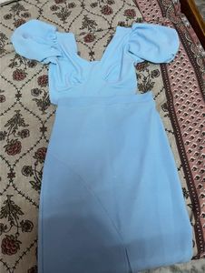 Sky Blue Puff Sleeve Top &amp; Skirt Set