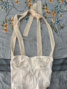 Chic Cream Tie Up Corset Top