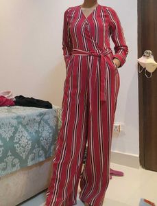 Retro Beauty Cover Story Striped Jumpsuit