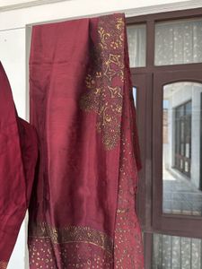Maroon Kurta Set with Gold Print
