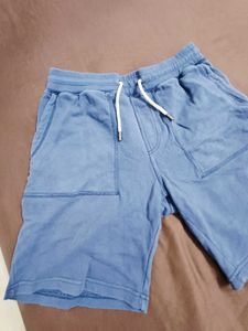 Blue Cotton Drawstring Shorts
