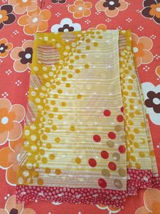 Yellow Polka Dot Saree