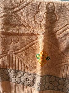 Embroidered Peach  bath towel