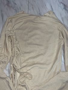 Cozy Ribbed Ruched Long Sleeve Top
