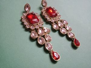 Elegant Red & Clear Gemstone Drop Earrings