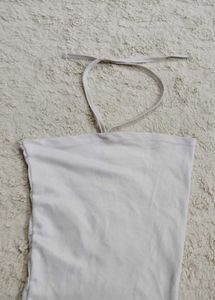 White Halter Neck Tube Top