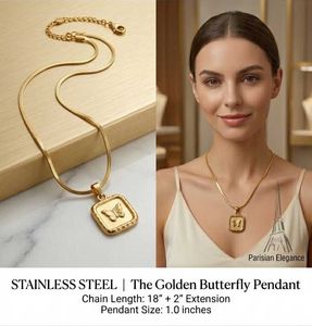 Anti Tarnish Golden Butterfly Pendant Necklace