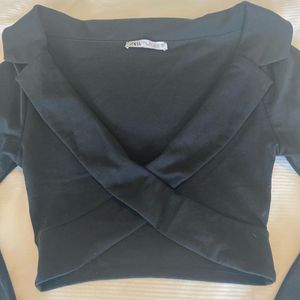 Black Wrap Crop Top