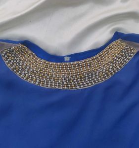 Royal Blue Kurta with Sheer Sleeves