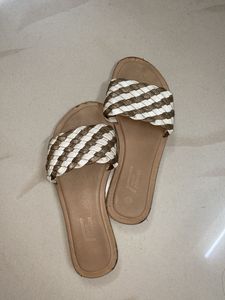 Woven Striped Flat Sandals